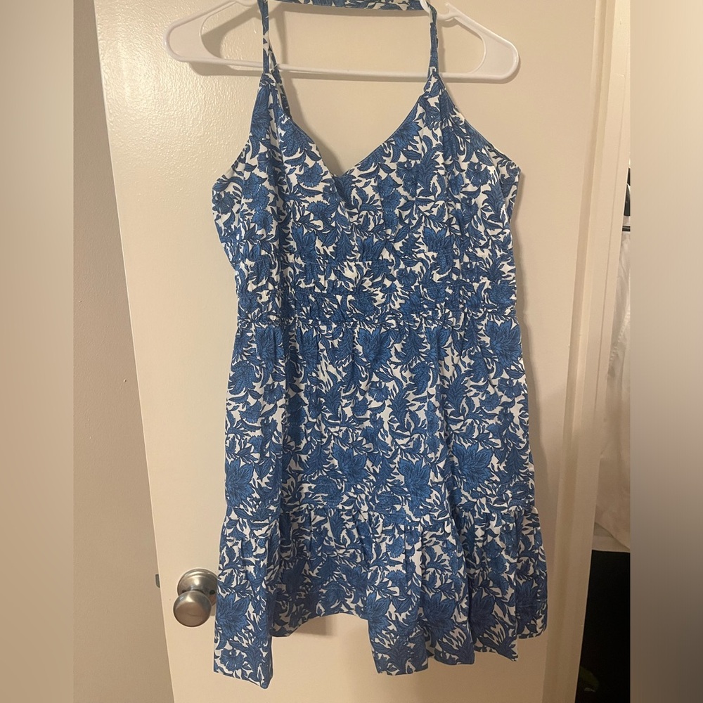 Anthropologie size large Blue and White Floral Dress